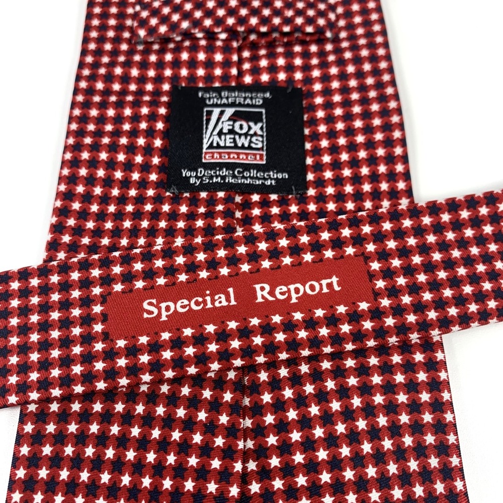 Fox News‎ Channel Mens Silk Fair & Balanced Special Report Red w Stars USA Rare - Picture 7 of 8